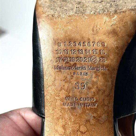 Maison Martin Margiela Black Leather Ombre Heels Open Toe Side Buckle Italy 39 - Picture 15 of 16